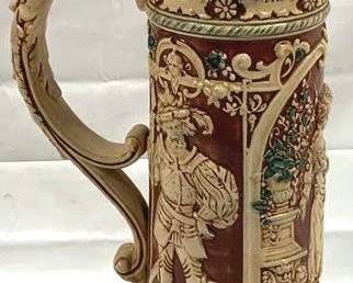 2128 - Vintage Gerz German Beer Stein w/ lid 18" tall