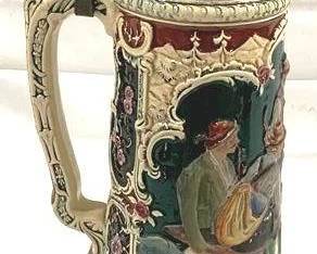 2070 - VintageGerman Beer Stein w/ lid 17.5" tall