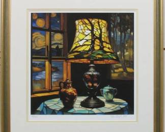 9030 - LAMP 6 SIGNED VANGOGH LIMITED EDITION PRINT 22.5 X 23
