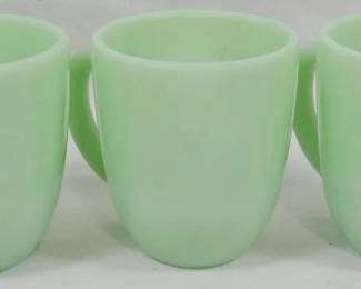 138 - 3 Jadeite Mugs 4"