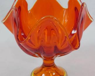 35 - Viking Amberina Handkerchief Compote 6.5"