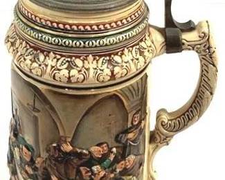 2062 - Vintage German Beer Stein w/ lid 17" tall