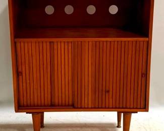 1326 - Mid Century Sliding Door Record Cabinet 34 x 26 x 15
