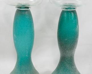 1120 - Pair of Glass Candlestands 10.5"