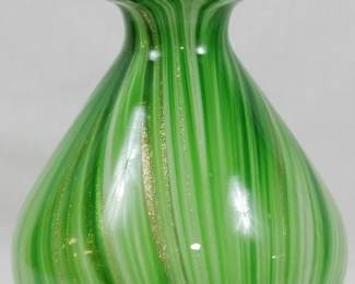 25 - Murano Art Glass Decanter w/ Bird 10" Blown with gold flecks