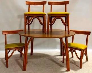 1338 - Bamboo 5pc Vintage Dinette Set table 27 x 48 chairs 27 x 18 x 15 some spots on one chair