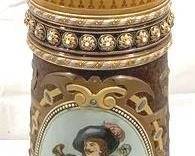 2184 - Vintage Mettlach German Beer Stein w/ lid 25" tall - #1562