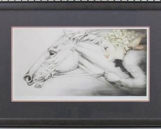9018 - THOROUGHBREDS PRINT BY LOUIS ICART 28 X 19