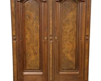 1000 - Vintage Victorian Walnut Knockdown Wardrobe missing drawer pull - no keys 88 x 60 x 20