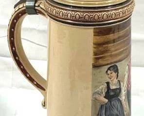 2133 - Vintage German Beer Stein - w/ lid 20" tall