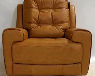 1248 - Leather Italia Cambria London P2 Recliner Glider recliner, top grain leather, new, caramel color, power 40 x 38 x 36