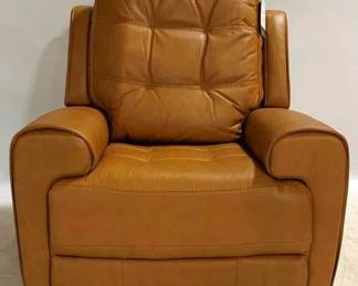 1250 - Leather Italia Cambria London P2 Recliner Glider recliner, top grain leather, new, caramel color, power 40 x 38 x 36