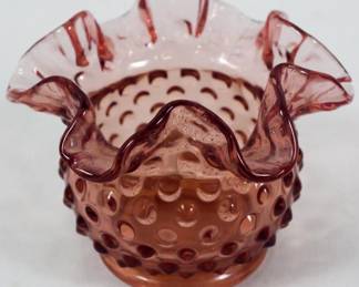 1113 - Fenton Cranberry Glass Vase 3"