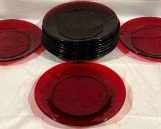 2468 - 11 Ruby Red 8" Plates