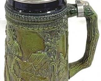 2157 - Vintage Gerz German Beer Stein w/ lid 10" tall