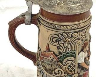 2150 - Vintage Gerz German Beer Stein w/ lid 7.5" tall