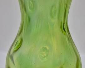 4065 - Loetz Rusticana Art Glass Green Iridescent Vase 8"