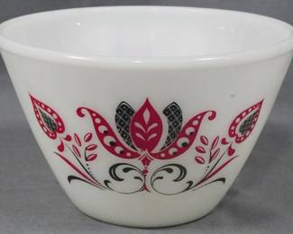 154 - Fire King Red & Black Tulip Bowl 5x8'