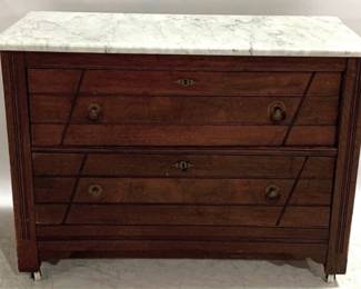 1203 - Victorian 2 Drawer Marble Top Chest 29 x 39 x 19
