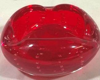 2444 - Murano Red Controlled Bubble Bowl 4"