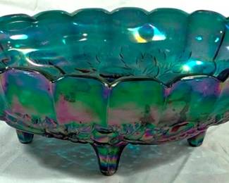 2383 - Indiana Harvest Blue Carnival Oval Bowl 12 x 9 x 4.5