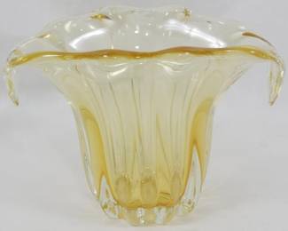 117 - Murano Art Glass Amber Vase 6"