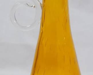 9 - Blenko Orange Glass Pitcher Vase 13"