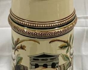 2197 - Vintage German Beer Stein w/ lid 15" tall