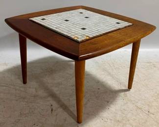 1313 - Mid-Century Mosaic Tile Top Table 15 x 24 x 24, some wear