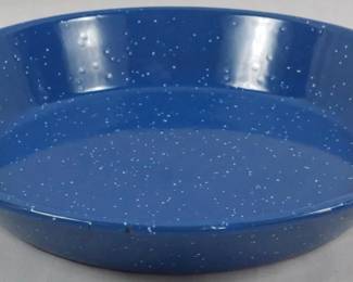 195 - Blue Speckled Enamelware Pie Pan 2x10"