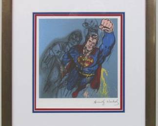 9112 - SUPERMAN PRINT PLATE SIGN BY ANDY WARHOL 20 X 21