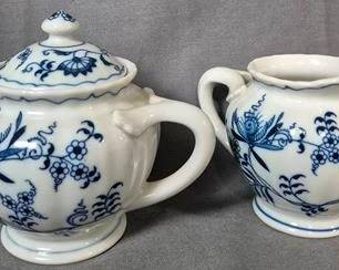 2470 - Blue Danube Blue Onion Creamer & Sugar