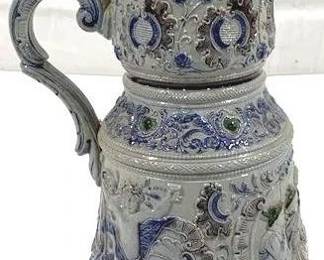 2094 - Vintage German Beer Stein w/ lid 14" tall