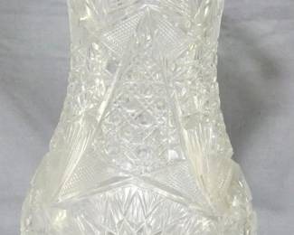 3226 - Large Heavily Cut Glass Vase 13.5x8"