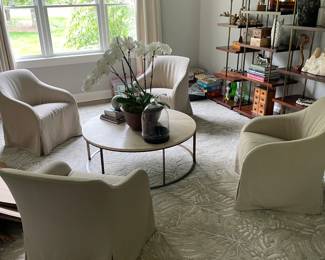 Set of 4 B & B Italia Swivel Chairs in Linen