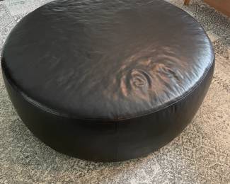 Round Leather Ottoman