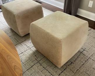 Pair of Modern Cubes Upholstered in Hide