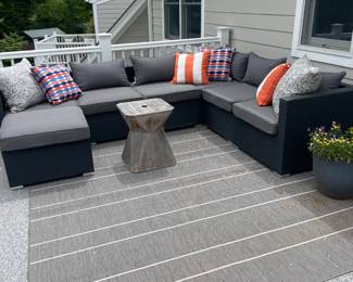 Outdoor Faux Wicker Sectional with Sunbrella Cushions