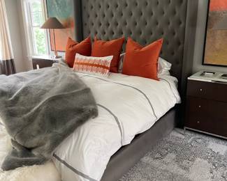 RH Restoration Hardware King Size Upholstered Platform Bed