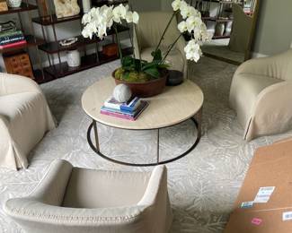 Travertine Round Modern Coffee Table