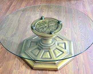 Hollywood Regency Glass Gilt Wood Table