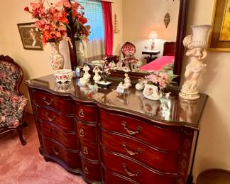 Drexel mahogany dresser and mirror