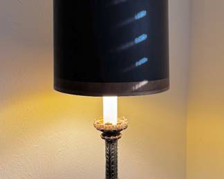 French empire style ebonized lamps, one of pair
