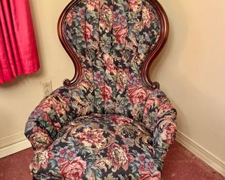 Rose carved tapestry parlor chair