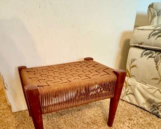 Wegner style mid century woven footstool