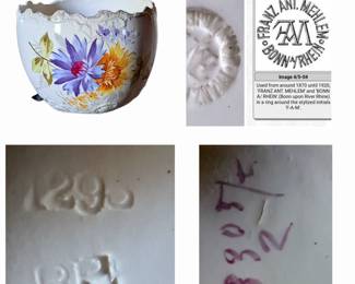 Antique Franz Anton Mehlem Royal Bonn Handpainted Floral Ceramic