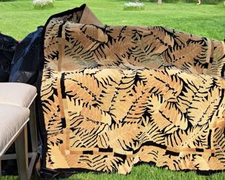 100% wool 5'x8' rug shades of beige, tan, gold, & sage on black background.
$50