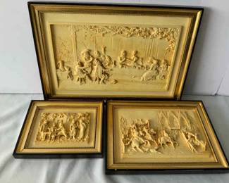 009 Vintage French Floralix Framed Wall Decor Made in France