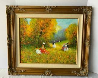 004 In The Park Original Oil Painting by Clinton with COA