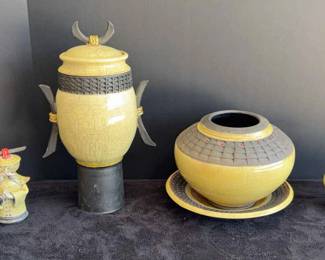 Postmodern Roku Pottery, Plate Urns